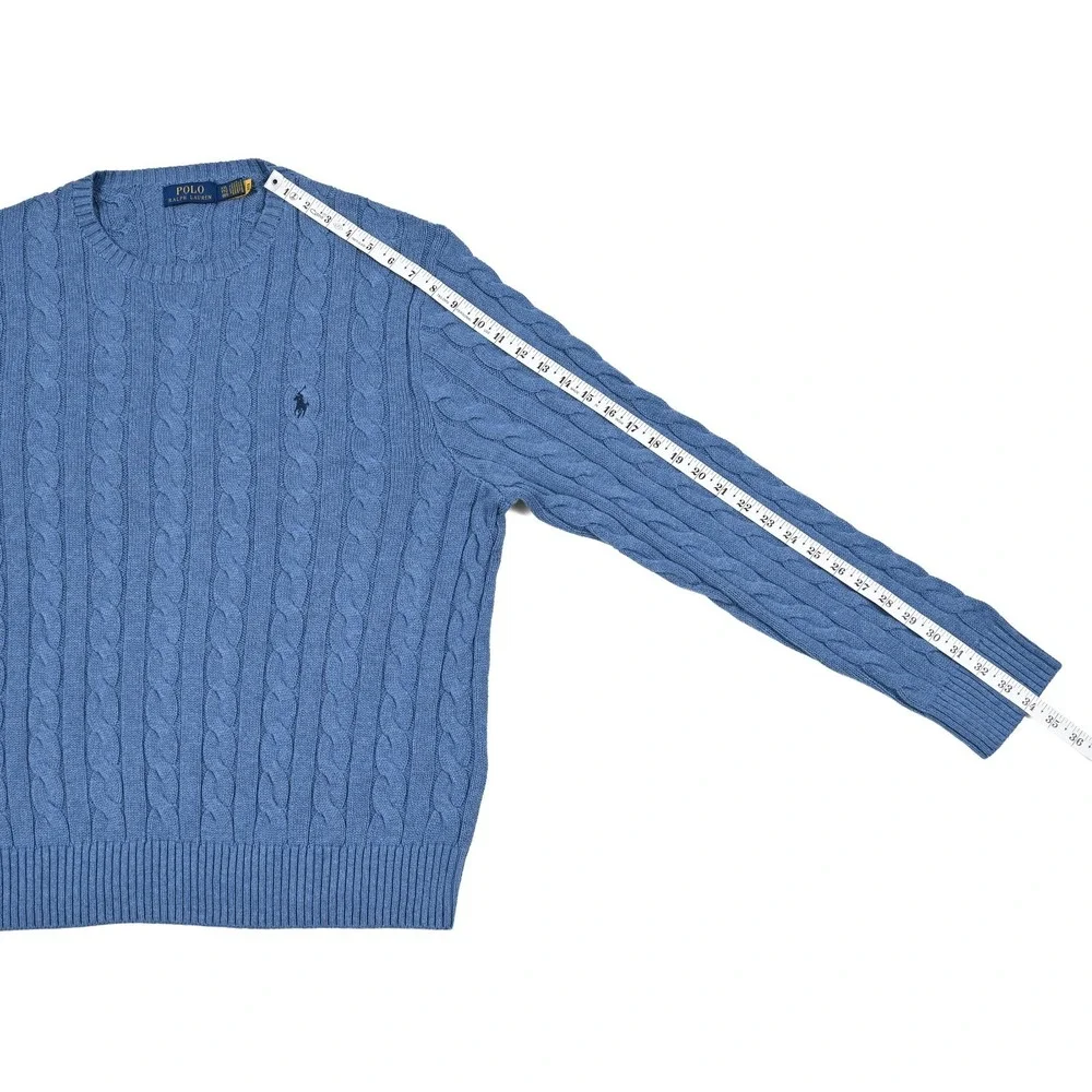 Polo Ralph Lauren Cable Sweater Knit Jumper Men's 2XL Blue Pullover Preppy